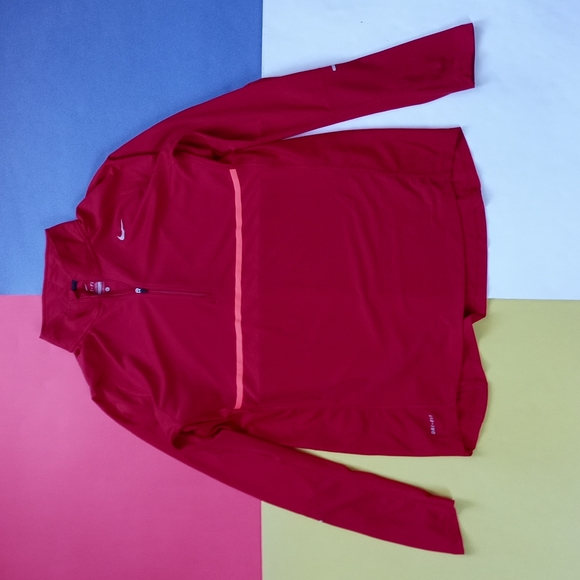 Modern Nike Running Dri-Fit Exclusive Cherry Red Half-Zip Performance Shirt